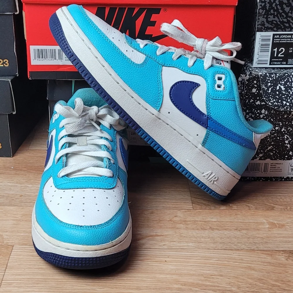 Air Force 1 Lv8 Blue and White Sneakers Size 6.5y